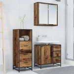 vidaXL Σετ Επίπλων Μπάνιου 3 pcs Παλαιό ξύλο 35 x 37.5 x 100 εκ.