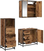 vidaXL Σετ Επίπλων Μπάνιου 3 pcs Παλαιό ξύλο 35 x 37.5 x 100 εκ.