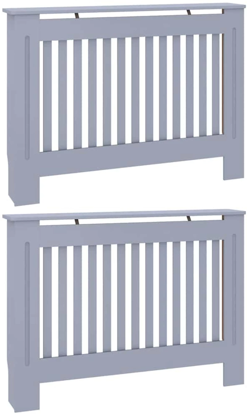 vidaXL Κάλυμμα καλοριφέρ 2 pcs Γκρι 112x19x81.5cm Συνθετικόξύλο
