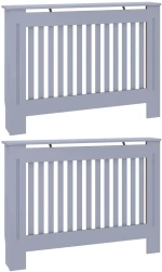vidaXL Κάλυμμα καλοριφέρ 2 pcs Γκρι 112x19x81.5cm Συνθετικόξύλο