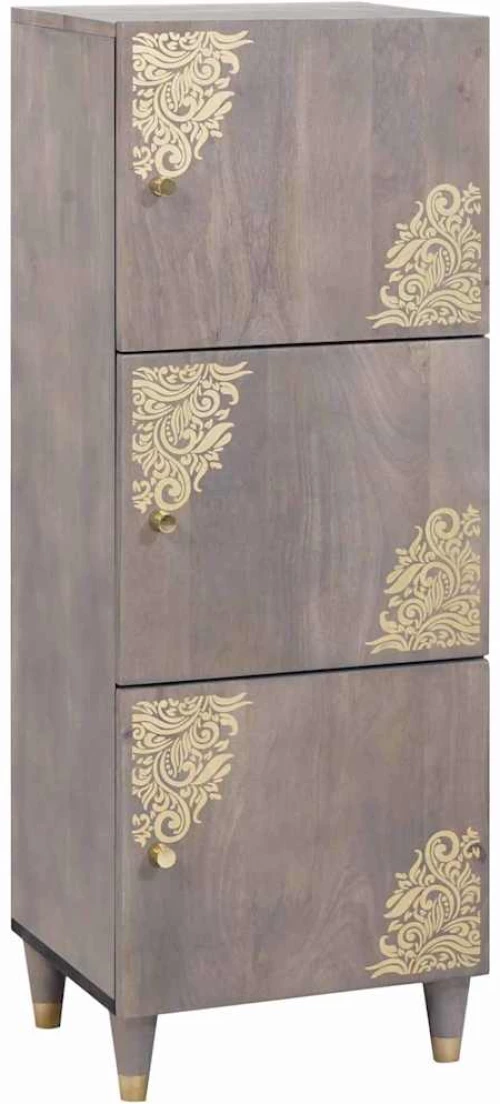 vidaXL Highboard Γκρι και Χρυσό 40 x 33.5 x 110 εκ Μασίφ ξύλο μάνγκο