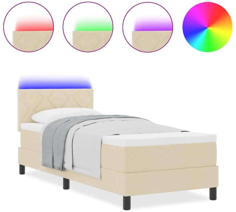vidaXL Κρεβάτι με ελατήρια με στρώμα Κρεμ 80 x 200 cm ύφασμα