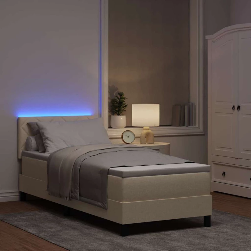 vidaXL Κρεβάτι με ελατήρια με στρώμα Κρεμ 80 x 200 cm ύφασμα