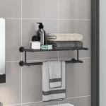 vidaXL Ράφι Πετσέτας Μαύρο 61 x 23 x 17 εκ Ανοξείδωτο ατσάλι