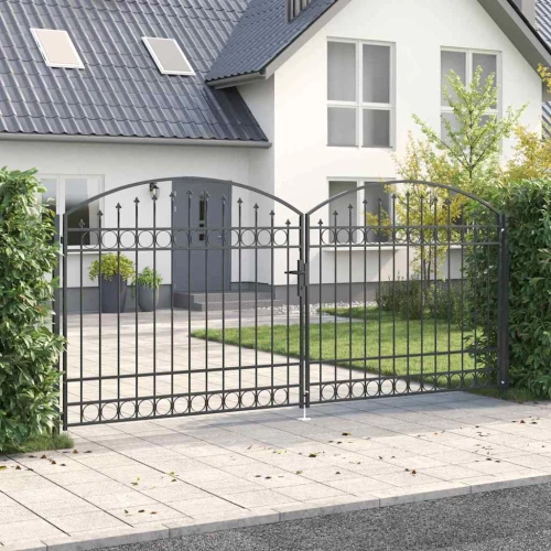 vidaXL Πύλη Φράχτη με κλειδαριά Γκρι 400 x 175 cm Ατσάλι