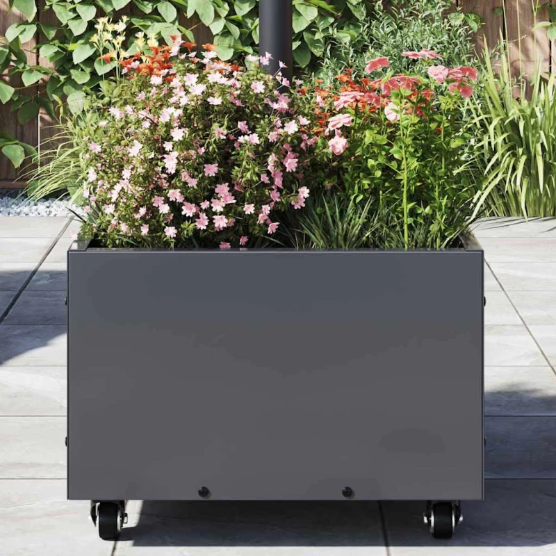 vidaXL Βάση Παρασόλ με Γλάστρα Ανθρακί 45 x 45 x 45 cm Ατσάλι