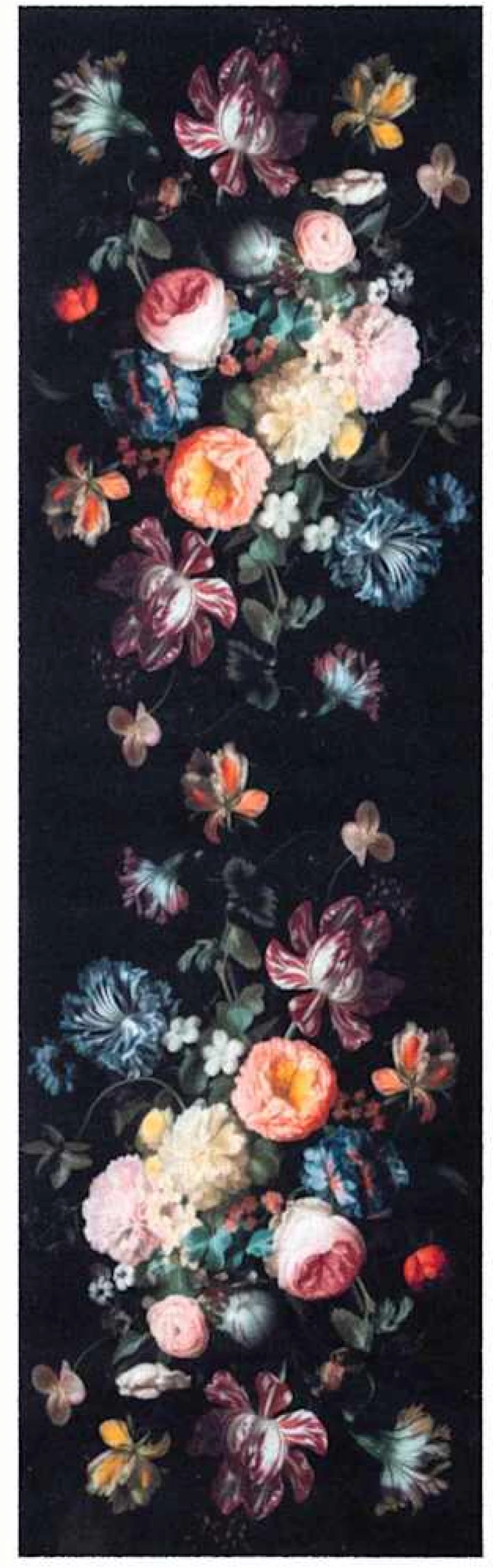 vidaXL Χαλί Κουζίνας Floral Μαύρο 150 x 45 εκ Βελούδο