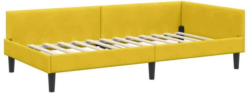 vidaXL Πλαϊνό Κρεβάτι Κίτρινο 80 x 200 cm Βελούδο και Στιβαρή ξυλεία