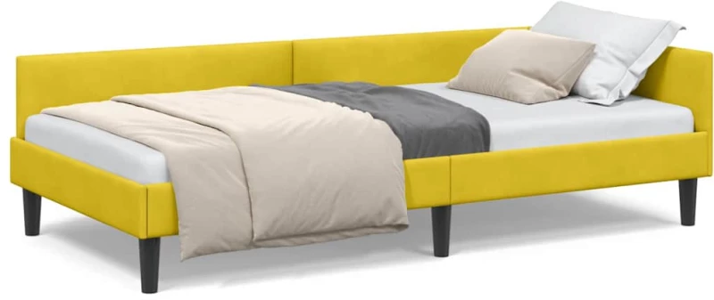 vidaXL Πλαϊνό Κρεβάτι Κίτρινο 80 x 200 cm Βελούδο και Στιβαρή ξυλεία