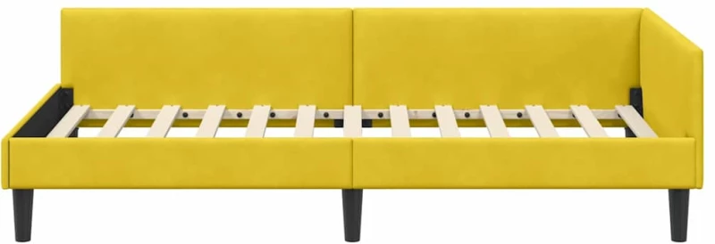 vidaXL Πλαϊνό Κρεβάτι Κίτρινο 80 x 200 cm Βελούδο και Στιβαρή ξυλεία
