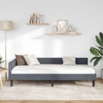 vidaXL Πλαϊνό Κρεβάτι με κεφαλάρι Σκούρο γκρι 90 x 200 cm