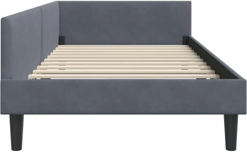 vidaXL Πλαϊνό Κρεβάτι με κεφαλάρι Σκούρο γκρι 90 x 200 cm