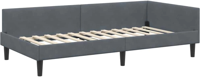 vidaXL Πλαϊνό Κρεβάτι με κεφαλάρι Σκούρο γκρι 100 x 200 cm