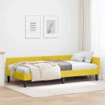 vidaXL Πλαϊνό Κρεβάτι Κίτρινο 100 x 200 cm Βελούδο και Στιβαρή ξυλεία
