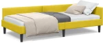 vidaXL Πλαϊνό Κρεβάτι Κίτρινο 100 x 200 cm Βελούδο και Στιβαρή ξυλεία