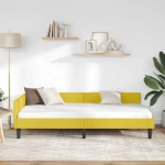 vidaXL Πλαϊνό Κρεβάτι Κίτρινο 100 x 200 cm Βελούδο και Στιβαρή ξυλεία