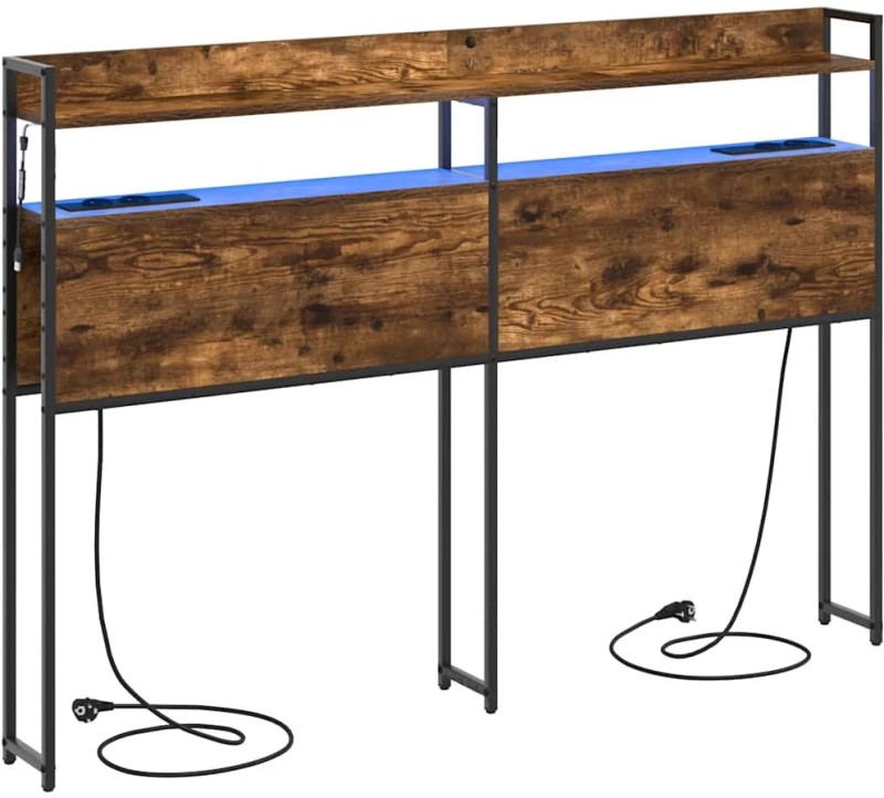 vidaXL Κεφαλάρι με ράφι Καπνιστή δρυς 140 cm Επεξεργασμένο ξύλο