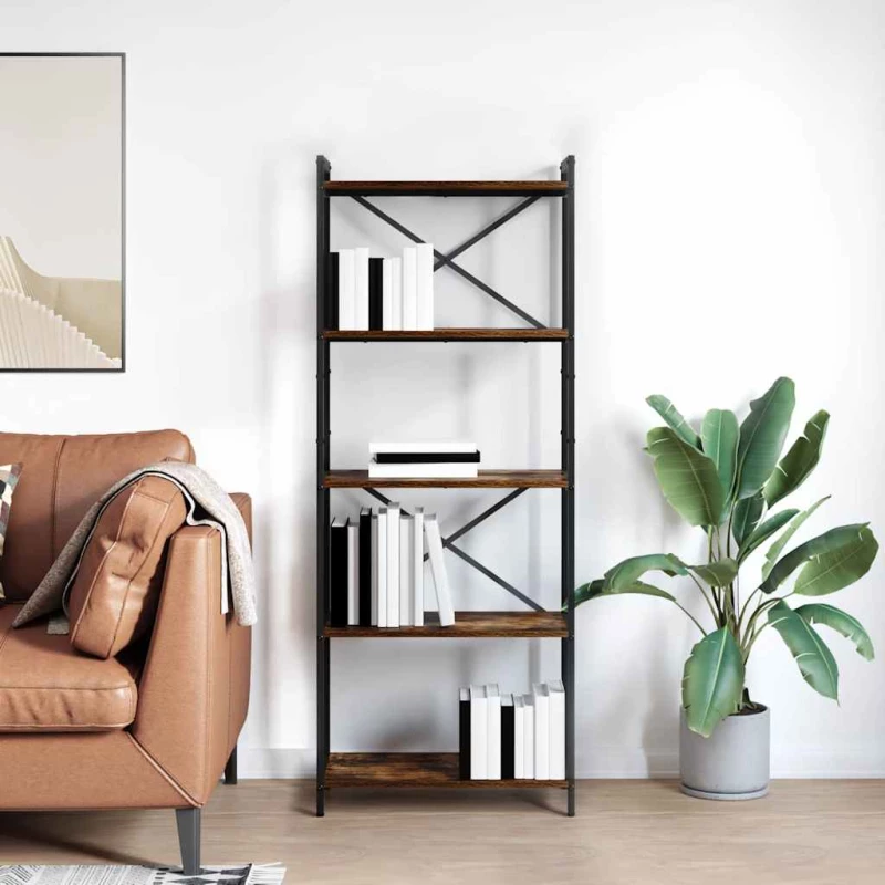 vidaXL Βιβλιοθήκη Καπνιστή δρυς 60 x 30 x 153 εκ Επεξεργασμένο ξύλο