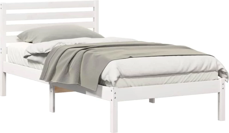 vidaXL Σκελετός Κρεβατιού Λευκό 75 x 190 cm Μασίφ ξύλο πεύκου