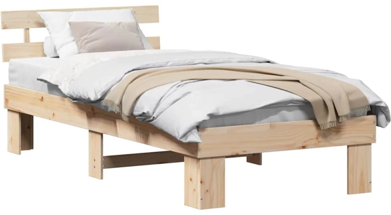 vidaXL Σκελετός Κρεβατιού με κεφαλάρι Καφέ 75 x 190 cm