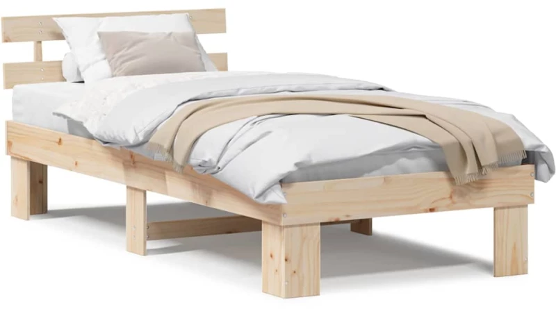 vidaXL Σκελετός Κρεβατιού με κεφαλάρι Καφέ 75 x 190 cm