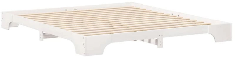 vidaXL Κρεβάτι δαπέδου Λευκό 180 x 210 cm Μασίφ ξύλο πεύκου
