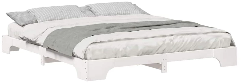 vidaXL Κρεβάτι δαπέδου Λευκό 180 x 210 cm Μασίφ ξύλο πεύκου