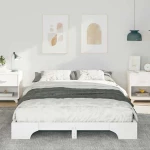 vidaXL Κρεβάτι δαπέδου Λευκό 140 x 220 cm Μασίφ ξύλο πεύκου
