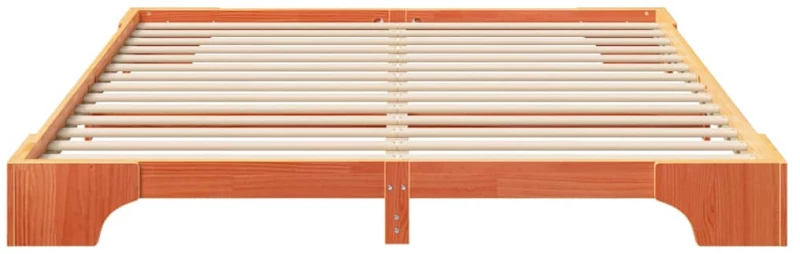 vidaXL Κρεβάτι δαπέδου Καφέ 200 x 220 cm Μασίφ ξύλο πεύκου
