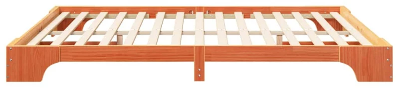 vidaXL Κρεβάτι δαπέδου Καφέ 200 x 220 cm Μασίφ ξύλο πεύκου