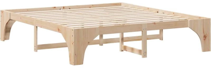 vidaXL Κρεβάτι δαπέδου Καφέ 180 x 200 cm Μασίφ ξύλο πεύκου
