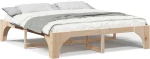 vidaXL Κρεβάτι δαπέδου Καφέ 180 x 200 cm Μασίφ ξύλο πεύκου
