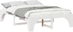 vidaXL Κρεβάτι δαπέδου Λευκό 140 x 200 cm Μασίφ ξύλο πεύκου