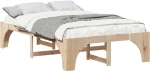 vidaXL Κρεβάτι δαπέδου Καφέ 140 x 190 cm Μασίφ ξύλο πεύκου
