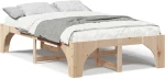 vidaXL Κρεβάτι δαπέδου Καφέ 140 x 190 cm Μασίφ ξύλο πεύκου