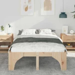 vidaXL Κρεβάτι δαπέδου Καφέ 140 x 190 cm Μασίφ ξύλο πεύκου
