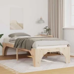 vidaXL Κρεβάτι δαπέδου Καφέ 80 x 200 cm Μασίφ ξύλο πεύκου