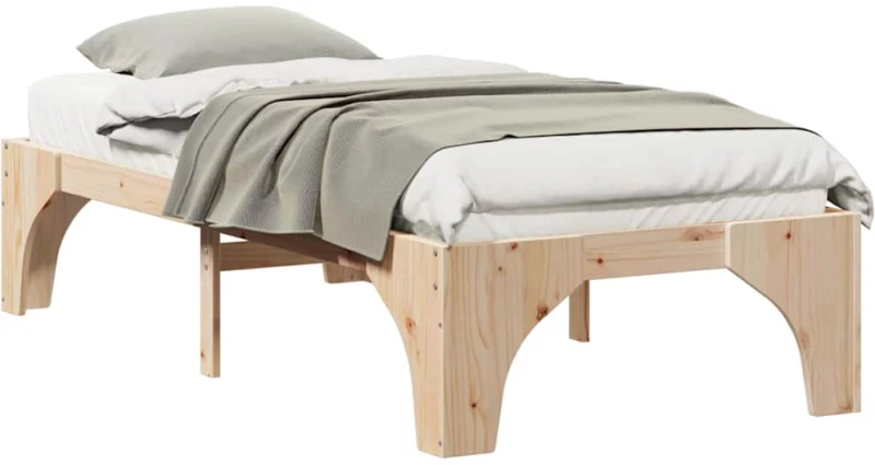 vidaXL Κρεβάτι δαπέδου Καφέ 80 x 200 cm Μασίφ ξύλο πεύκου