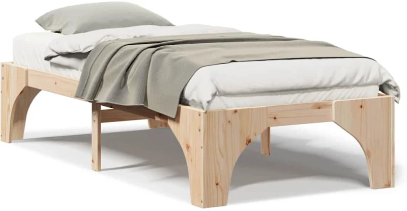 vidaXL Κρεβάτι δαπέδου Καφέ 80 x 200 cm Μασίφ ξύλο πεύκου