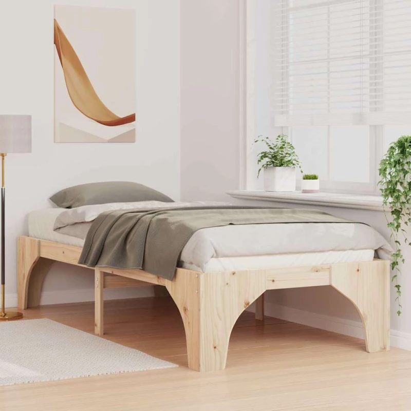 vidaXL Κρεβάτι δαπέδου Καφέ 80 x 200 cm Μασίφ ξύλο πεύκου