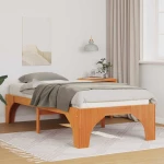 vidaXL Κρεβάτι δαπέδου Καφέ 90 x 190 cm Μασίφ ξύλο πεύκου