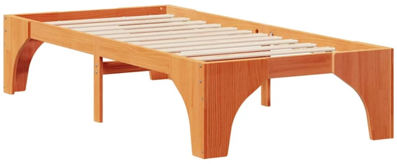 vidaXL Κρεβάτι δαπέδου Καφέ 90 x 190 cm Μασίφ ξύλο πεύκου
