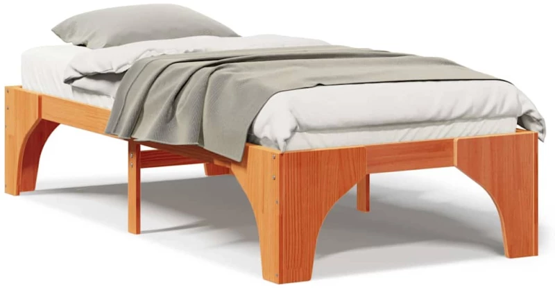 vidaXL Κρεβάτι δαπέδου Καφέ 90 x 190 cm Μασίφ ξύλο πεύκου