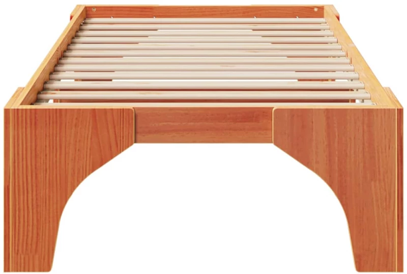 vidaXL Κρεβάτι δαπέδου Καφέ 90 x 190 cm Μασίφ ξύλο πεύκου
