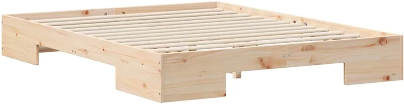 vidaXL Κρεβάτι δαπέδου Καφέ 160 x 200 cm Μασίφ ξύλο πεύκου