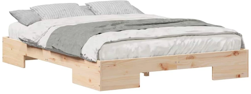 vidaXL Κρεβάτι δαπέδου Καφέ 160 x 200 cm Μασίφ ξύλο πεύκου
