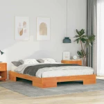 vidaXL Κρεβάτι δαπέδου Καφέ 150 x 200 cm Μασίφ ξύλο πεύκου