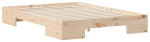 vidaXL Κρεβάτι δαπέδου Καφέ 135 x 190 cm Μασίφ ξύλο πεύκου