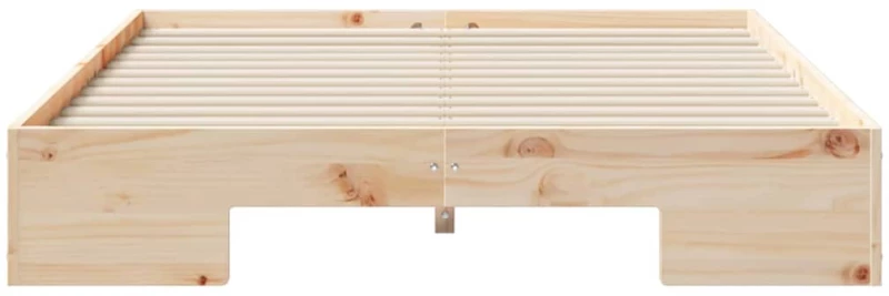 vidaXL Κρεβάτι δαπέδου Καφέ 135 x 190 cm Μασίφ ξύλο πεύκου