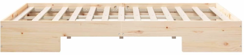 vidaXL Κρεβάτι δαπέδου Καφέ 135 x 190 cm Μασίφ ξύλο πεύκου